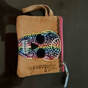 Handmade coin pouch. Multi-use. Leather. Día de los muertos.